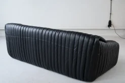 Discount Pamono Cinna Black Leather 3-Seater Sofa attributed to Annie Hieronimus for Ligne Roset, 1973
