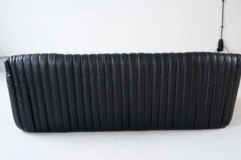 Discount Pamono Cinna Black Leather 3-Seater Sofa attributed to Annie Hieronimus for Ligne Roset, 1973