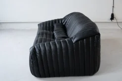 Discount Pamono Cinna Black Leather 3-Seater Sofa attributed to Annie Hieronimus for Ligne Roset, 1973