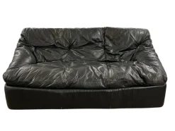 Pamono Cinna Black Leather Sofa, 1970> Couches & Sofas