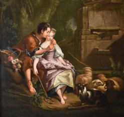 Discount Pamono Circle of Francois Bouche, Gallant Scenes, 1750, Oil on Canvases, Framed, Set of 2