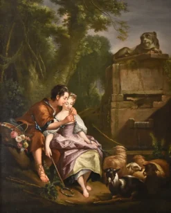 Discount Pamono Circle of Francois Bouche, Gallant Scenes, 1750, Oil on Canvases, Framed, Set of 2