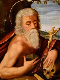 Pamono Circle of Giuseppe Mazzuoli Detto Il Bastarolo, Saint Jerome Mazzuoli, 16th Century, Oil on Copper> Old Masters