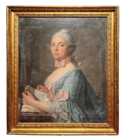 Sale Pamono Circle of Jean-Étienne Liotard, Portrait of a Lady, Oil on Canvas, 18th Century, Framed