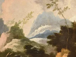 Pamono Circle of Marco Ricci, Landscapes, 1700, Oil on Canvases, Framed, Set of 2><noscript><img width=