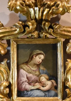 Pamono Circle of Sebastiano Conca, Madonna and Child, Oil on Copper, 1740, Framed><noscript><img width=