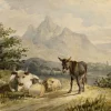 New Pamono Circle of Thomas Sidney Cooper RA, Animals in a Landscape, 19th Century, Watercolour