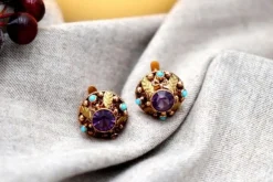 Pamono Circular and Cut-Out Gold Earrings, Set of 2