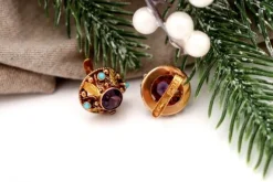 Pamono Circular and Cut-Out Gold Earrings, Set of 2