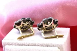 Pamono Circular Earrings in Gold and Silver with Flower-Shaped Diamond Chips, Set of 2