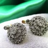 Pamono Circular Gold and Silver Earrings with Diamond Chips, Set of 2> Earrings