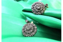 Pamono Circular Gold and Silver Earrings with Diamond Chips, Set of 2> Earrings