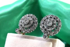 Pamono Circular Gold and Silver Earrings with Diamond Chips, Set of 2><noscript><img width=