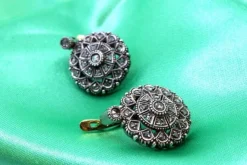 Pamono Circular Gold and Silver Earrings with Diamond Chips, Set of 2><noscript><img width=