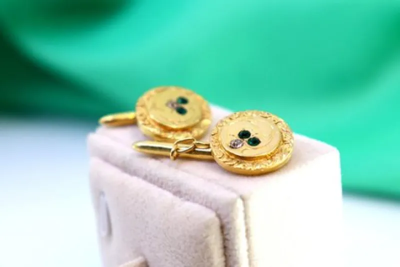 Clearance Pamono Circular Gold Cufflinks, Set of 2