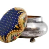 Outlet Pamono Circular Silver Box with Enamelled Ceramic Lid