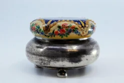 Outlet Pamono Circular Silver Box with Enamelled Ceramic Lid