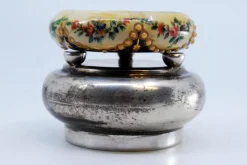 Outlet Pamono Circular Silver Box with Enamelled Ceramic Lid