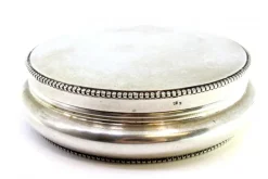 Sale Pamono Circular Silver Box with Pearl Trim