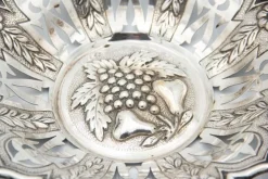 Pamono Circular Silver Fruit Bowl with Cutouts