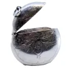 New Pamono Circular Silver Matchbox with Engraved Plant Motifs and Monogram Card
