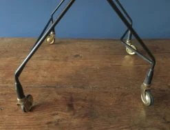 Discount Pamono Circular Teak and Metal Folding Serving Trolley from Ary Fanerprodukter, Sweden, 1960s