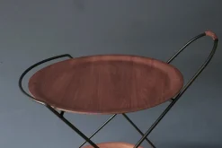 Discount Pamono Circular Teak and Metal Folding Serving Trolley from Ary Fanerprodukter, Sweden, 1960s