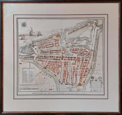 Pamono City Plan of Rotterdam in Frame, 1850, Paper> Wall Decor