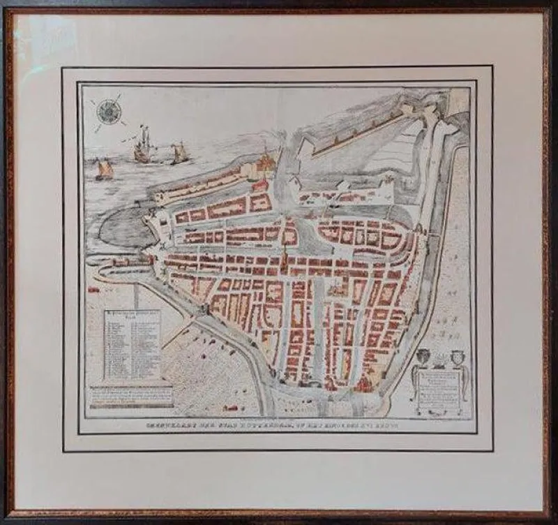 Pamono City Plan of Rotterdam in Frame, 1850, Paper> Wall Decor