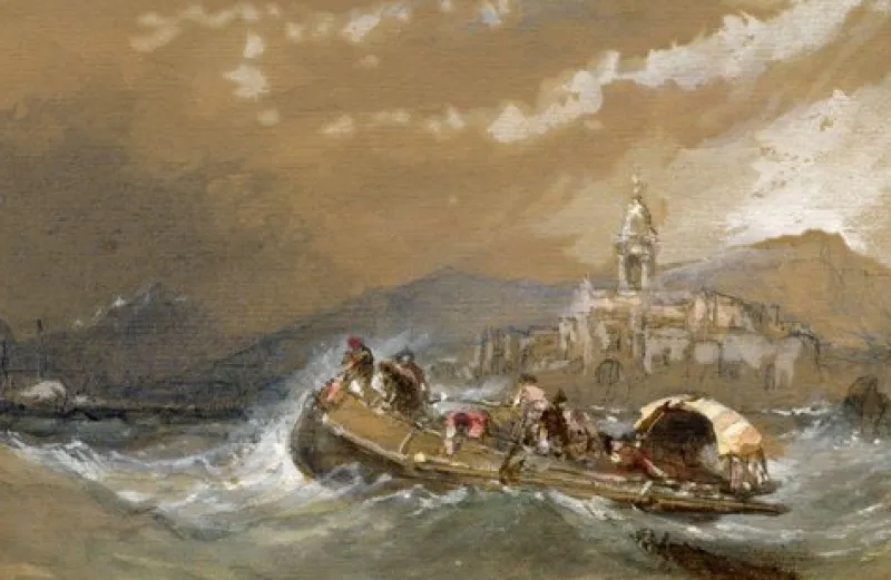 New Pamono Clarkson Frederick Stanfield RA RBA, Off Fuenterrabia, Spain, 1851, Watercolour