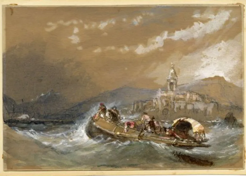 New Pamono Clarkson Frederick Stanfield RA RBA, Off Fuenterrabia, Spain, 1851, Watercolour