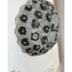 Pamono Clear and Black Flowers Flush Mount in Murano Glass by Simoeng> Wall Lights & Sconces