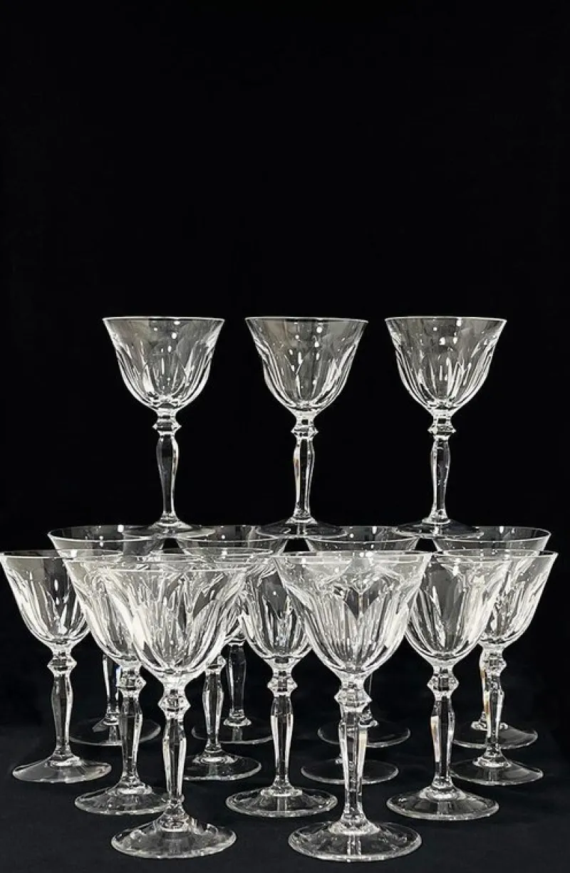 Pamono Clear Crystal Cut Wine Glasses from Peill & Putzler, Germany, 1970s> Glassware