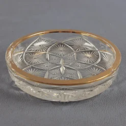 Pamono Clear-Cut Crystal Bowl with Gilt Edge by Fabergé, 1940s> Bowls