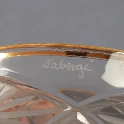 Pamono Clear-Cut Crystal Bowl with Gilt Edge by Fabergé, 1940s><noscript><img width=