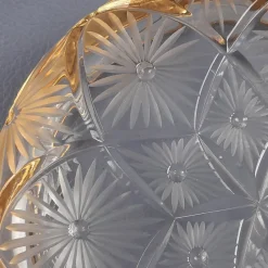 Pamono Clear-Cut Crystal Bowl with Gilt Edge by Fabergé, 1940s><noscript><img width=