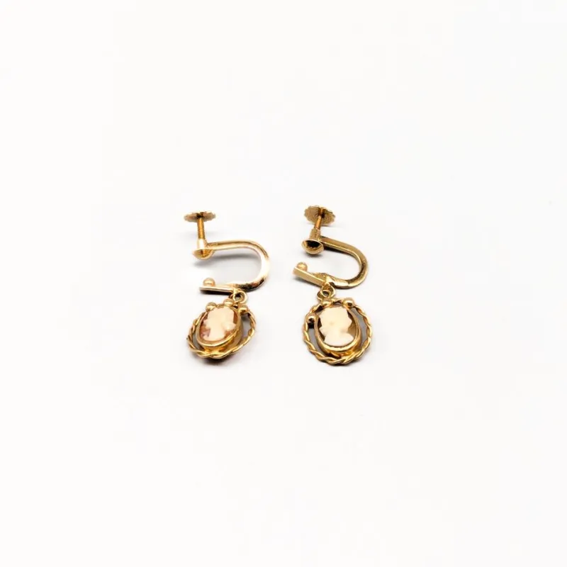 Pamono Clip Earrings in Gold with Cameo, Set of 2> Earrings