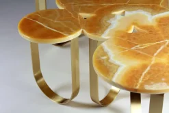 Pamono Cloud Coffee Table in Orange Onyx and Brushed Brass by Barberini & Gunnell><noscript><img width=