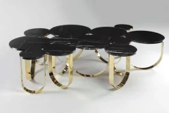 Pamono Cloud Coffee Table in Orange Onyx and Brushed Brass by Barberini & Gunnell><noscript><img width=