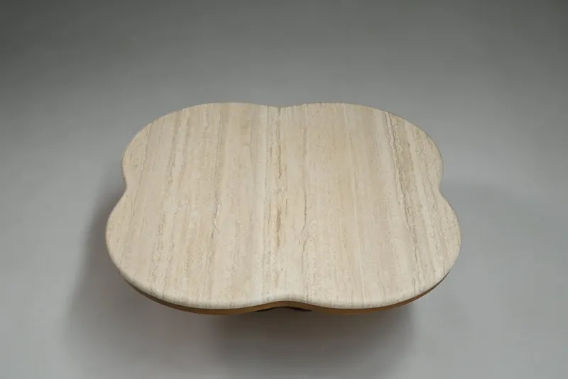Pamono Clover Travertine Coffee Table, Italy, 1970s> Coffee & Side Tables