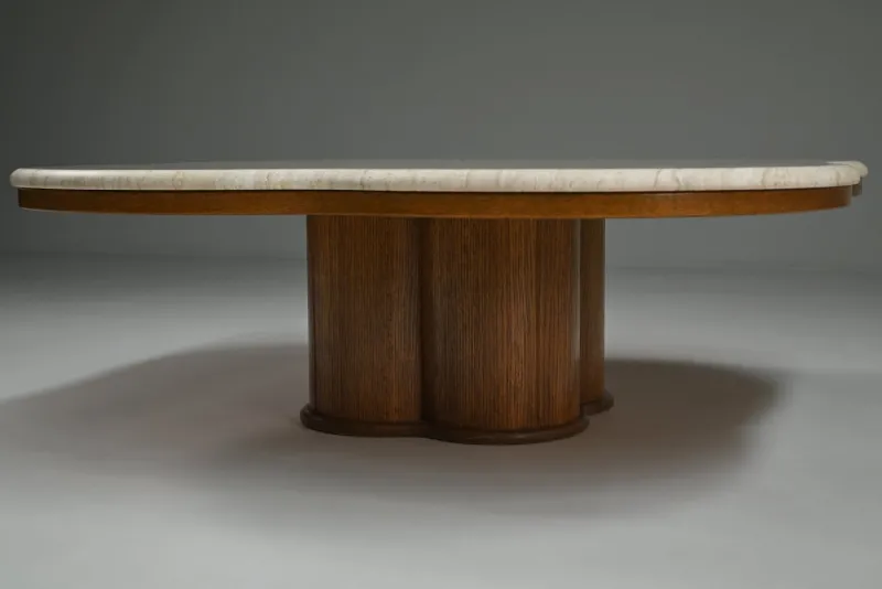 Pamono Clover Travertine Coffee Table, Italy, 1970s> Coffee & Side Tables