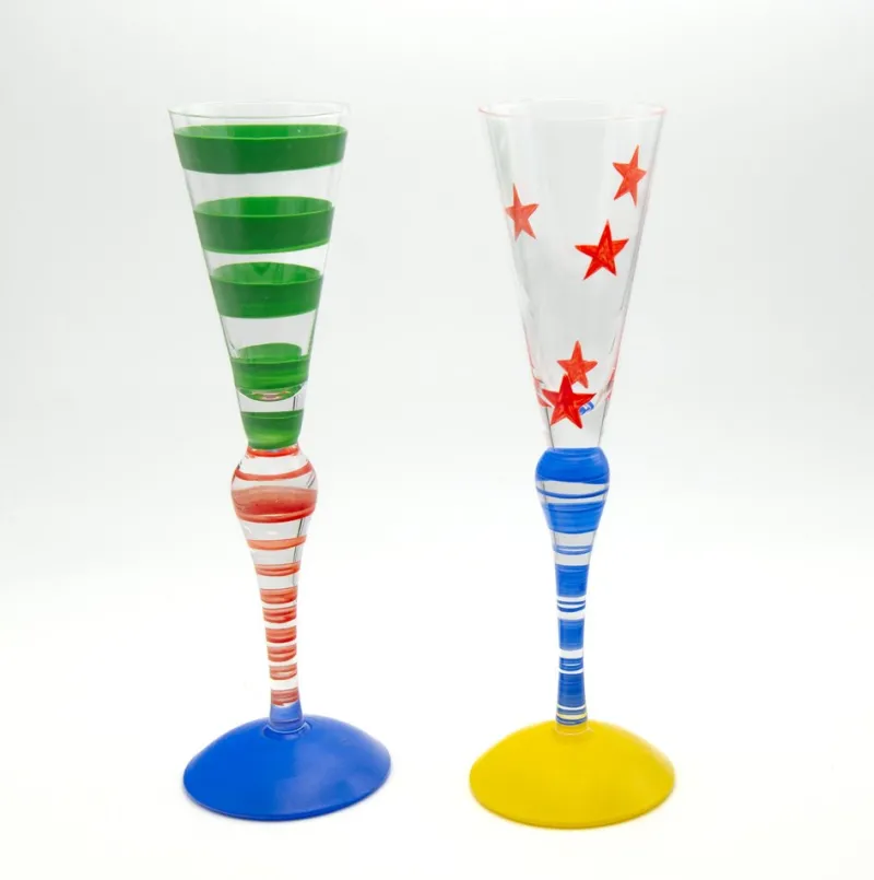 Online Pamono Clown Champagne Flutes by Anne Nilsson for Orrefors, Sweden, 1992, Set of 2