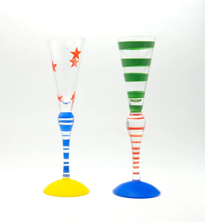 Online Pamono Clown Champagne Flutes by Anne Nilsson for Orrefors, Sweden, 1992, Set of 2