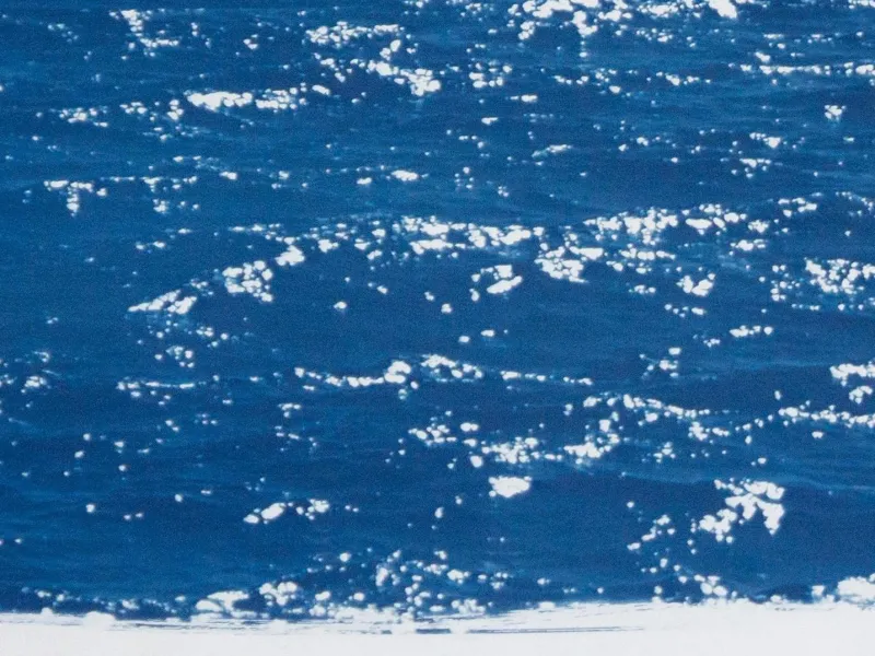 Pamono Coastal Blue Cyanotype of Day Time Seascape Nautical Painting Shore, 2020> Minimalist