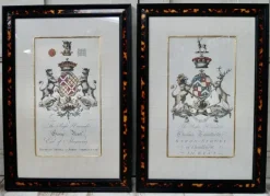 Pamono Coats of Arms, 1900, Artworks on Paper, Framed, Set of 2> Art Nouveau