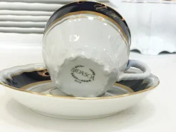 Pamono Cobalt & 24K Gold Porcelain Service from Bidasoa, 1980s, Set of 84><noscript><img width=
