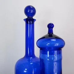 Pamono Cobalt Blue Glass Bottles, Set of 2><noscript><img width=