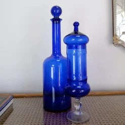 Pamono Cobalt Blue Glass Bottles, Set of 2><noscript><img width=