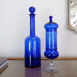 Pamono Cobalt Blue Glass Bottles, Set of 2><noscript><img width=