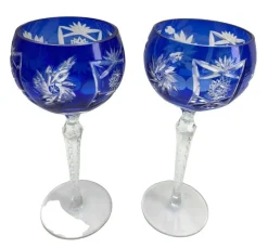 Hot Pamono Cobalt Stem Glasses in Crystal, 1950, Set of 6